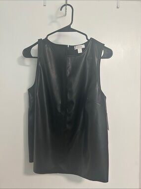Black Faux Leather Sleeveless Top
